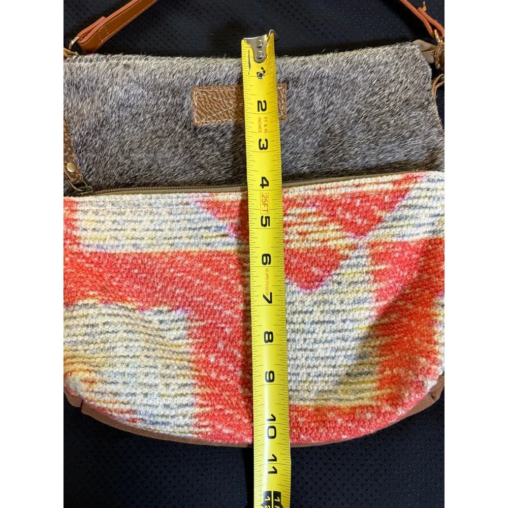 Myra Bag Cowhide Hair Aztec Canvas Crossbody Bag~Geometric Aztec BOHO Cowgirl